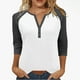 thumbnail image 3 of Blusas para mujer,Camiseta raglán con cuello en V para mujer, manga 3/4, blusa informal de cuello redondo para estar en casa, sopatenor, 3 of 9