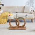 thumbnail image 3 of Natural Wood Base Glass Top MDF Coffee Table - Modern Design for Living & Lounge, 47.2*25.6*17.8, 3 of 26