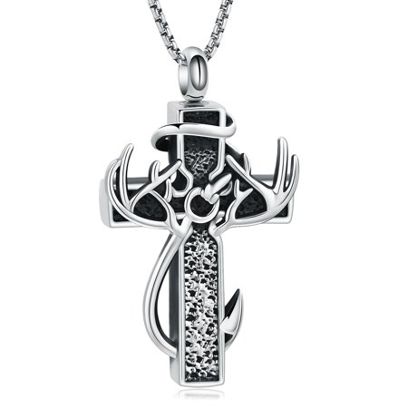 Vintage Love Infinity Little Deer Fish Hooks Cross Urn Pendant Cremation Jewelry for Ashes Keepsake Memory Necklace Human Pet Memorial Jewelry Fashion Elegant