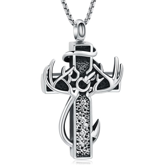 Vintage Love Infinity Little Deer Fish Hooks Cross Urn Pendant Cremation Jewelry for Ashes Keepsake Memory Necklace Human Pet Memorial Jewelry Fashion Elegant