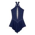 thumbnail image 5 of Kaerm Women Sleeveless Lyrical Dance Dress Shiny Rhinestone Figure Ice Skating Leotard Dresses Navy Blue XXL, 5 of 7