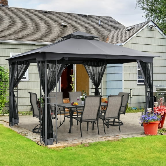 EGEIROS LIFE 12' x 10' Double Roof Patio Gazebo, Waterproof Zippered