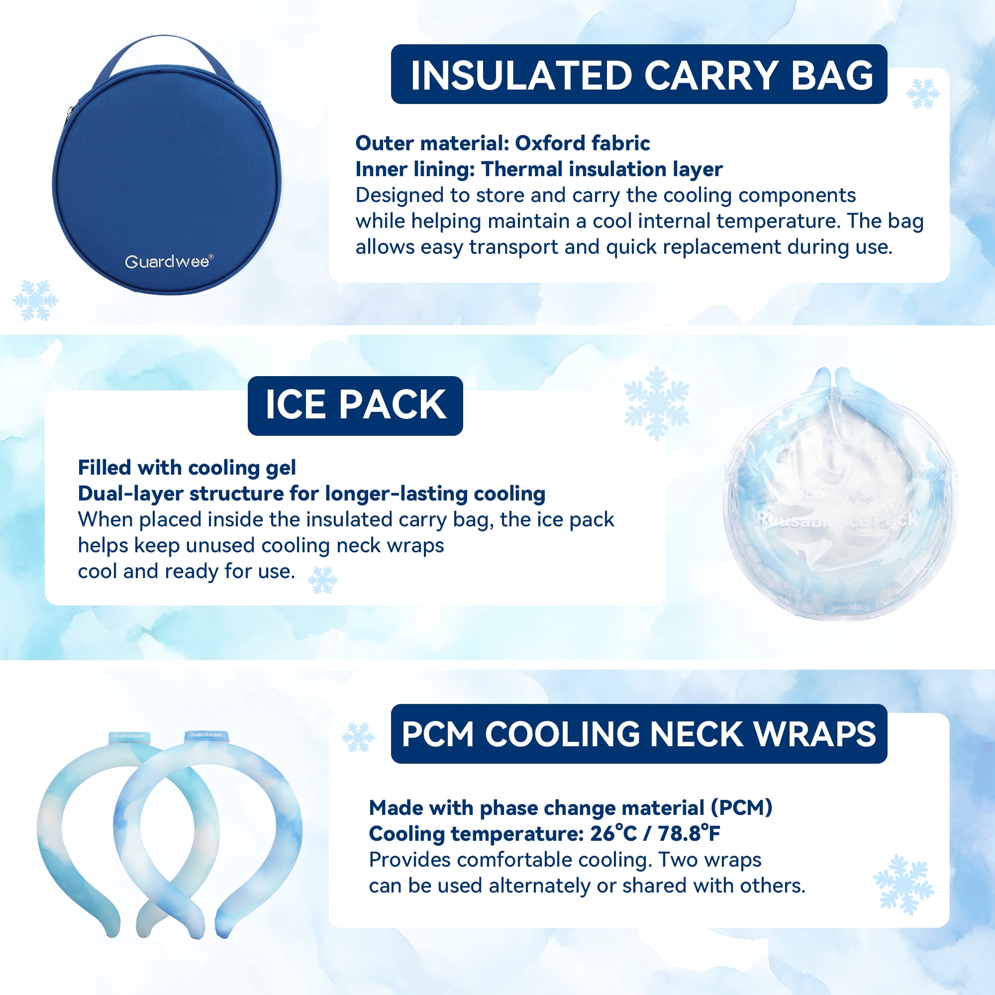 Neck Cooling Tube, 2 PCS Neck Cooling Wraps with Insulated Carry Bag & Reusable Ice Pack, Cooling System for Extended Outdoor Comfort, Wearable Neck Cooler for Summer Activities