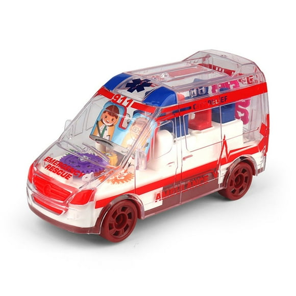 Transparent Gear Toy Car Electric Light Music Ambulance Police Car For Kid Toys