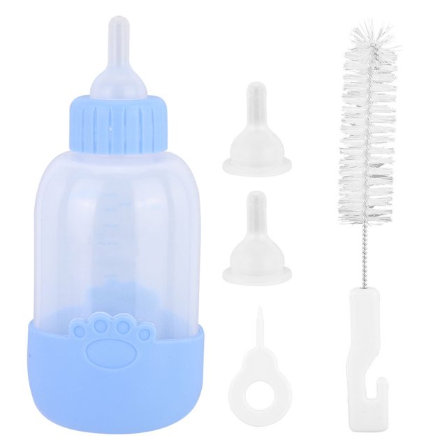Juego de biberones de lactancia para mascotas, tetina de silicona suave y segura, 5 uds., 100ml, para perros pequeños y gatos