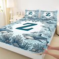 thumbnail image 4 of jejeloiu Watercolor Ocean Shark Bed Sheets,Coastal Alphabet Print Z Full Size Sheets For Boy,4-Piece,1 Flat Sheet, 1 Fitted Sheet and 2 Pillowcases, 4 of 6