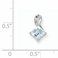 thumbnail image 2 of 925 Sterling Silver Rhodium Plated Diamond and Aquamarine Square Shaped Pendant, 2 of 5