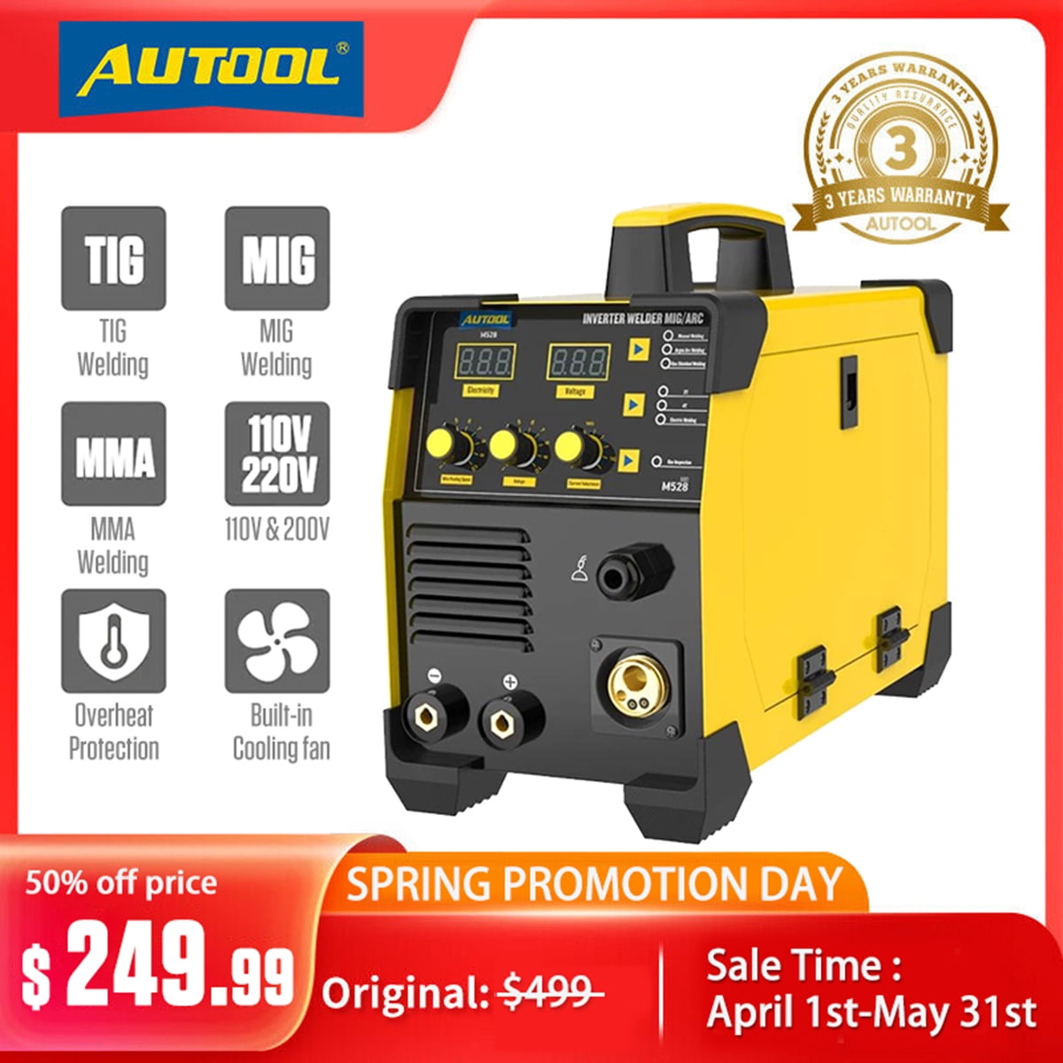 AUTOOL Welder Welding Machine, MIG/ARC 3 IN 1 Digital Inverter Welder