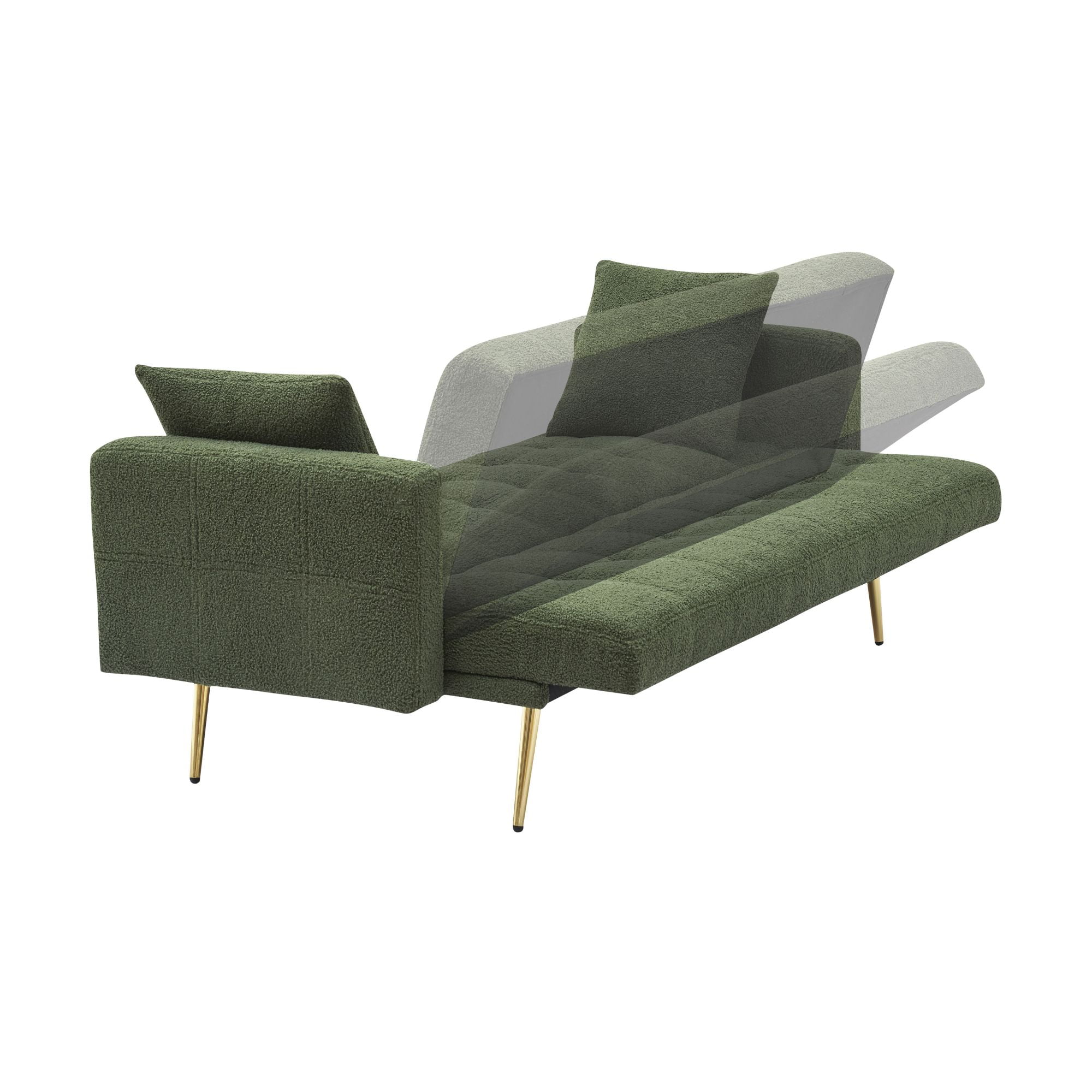 MAYEERTY Multi-Functional Sofa Bed, Convertible Loveseat Sofa with Removable Coffee Table Armrests, Durable Frame, Green