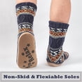 thumbnail image 6 of Cozylook Men's Fuzzy Non-slip Slipper Socks, Cable Knit Moccasin Boots, Warm Fluffy Sherpa Lined Indoor House Shoes, Cozy Winter Gifts for Him, Navy Adult Size 12-13, 6 of 7