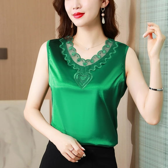 SHITINN V Neck Net Yarn Short Sleeved T Shirt Women's New Summer Fashion Lace Undershirt Design Feeling Satin with A Coat Asymmetric Tunic Compression Shirt Womens 4x Tops for Women plus Size Fitted