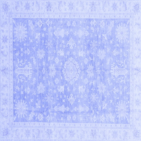 Ahgly Company Machine Washable Indoor Square Oriental Blue Modern Area Rugs, 6' Square
