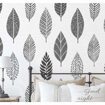 S4sassy Self Adhesive Wallpaper, Gray Stylized Leaf Print Mural Wall Paper, Textured Peel and Stick Contact Paper for Walls, Entryway accent Wall, Office Decor, Solution (25"x60" inch)