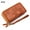 Brown, variant on KAWELL Women's Wallet Leather Large Capacity Double Zip Credit Card Holder with RFID Blocking Wristlet Purple