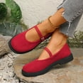 thumbnail image 3 of Rokment Vintage Mary Jane Shoes for Women 2026 Spring Fall Suede Casual Platform Chunky Low Heel Ballet Flat Walking Uniforms Dress Loafers Red Size 6.5, 3 of 6