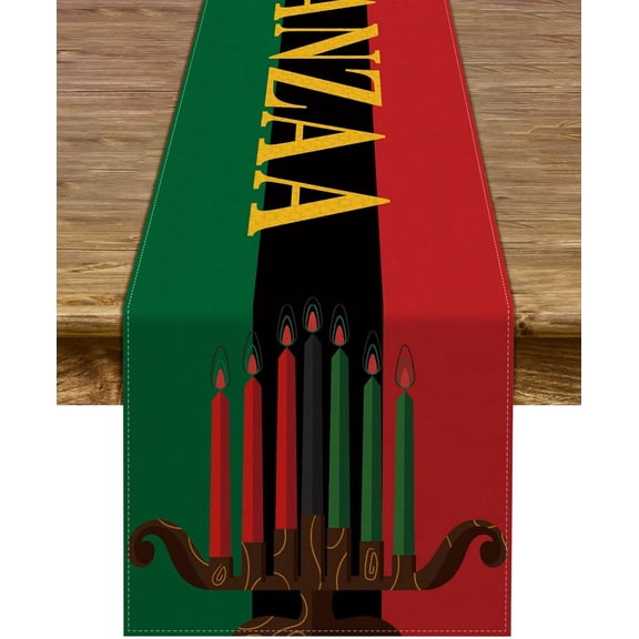 Kwanzaa Table Runner Kinara African American Table Decor African Heritage Holiday Kitchen Dining Room Home Decoration (13.8" x 71")