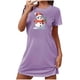 thumbnail image 2 of Camisón corto navideño para mujer, talla grande, cuello redondo, manga corta, estampado en el pecho, vestido de noche para mujer, 2 of 3