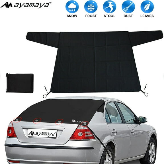 AYAMAYA Car Rear Windshield Snow Covers for Ice Frost, Thick 600D Magnetic Windproof Rear Windscreen Snow Cover Fits Most Truck Van Sedan SUV