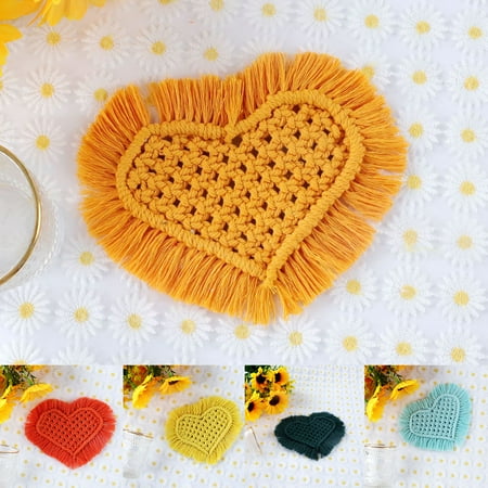 

Opolski Cup Mat Eco-friendly Heart Shape Cotton Rope Handmade Heat Insulated Coasters for Home