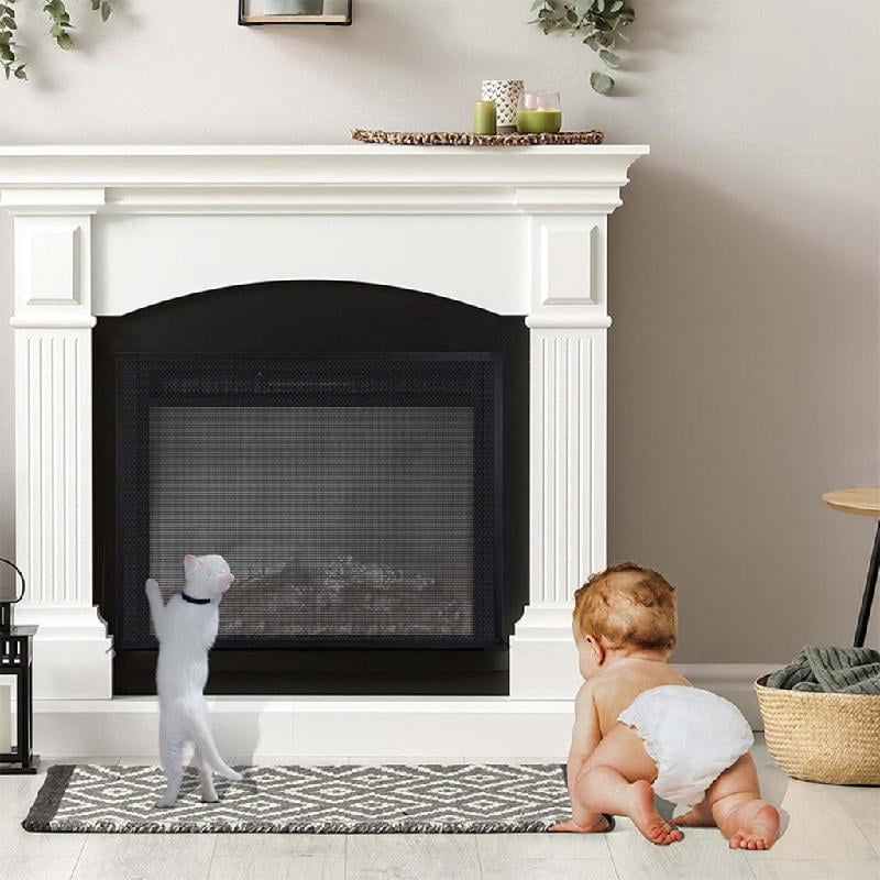 Yammee Fireplaces Screen Modern Screen Fireplaces Barrier Guard Hearth Mesh Gate Barrier Gate Child Safety Gate for Fireplaces