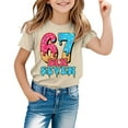 thumbnail image 6 of 67 Six Seven Letter T-Shirts For Kids T-Shirts Casual Fashionable Letter Print Short Sleeve T Shirt For Girls Daily Wear Top With Round Neck Design For Play And School Outfits Green 90(1-2 Years), 6 of 7