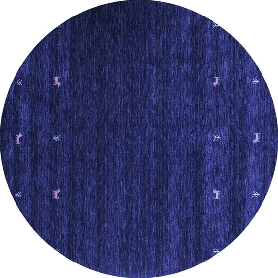 Ahgly Company Indoor Round Abstract Blue Contemporary Area Rugs, 7' Round