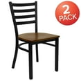 thumbnail image 3 of 2 Pk. HERCULES Series Black Ladder Back Metal Restaurant Chair - Cherry Wood Seat, 3 of 8