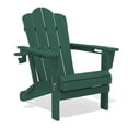 thumbnail image 2 of LOYALICE Folding Adirondack Chair with Dual Cup Holders, All-Weather HDPE Outdoor Patio Chair for Backyard, Poolside, Garden, Fire Pit, Green, 2 of 11