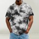 thumbnail image 1 of Blusa y camisa de manga corta con cuello vuelto para hombre, informal, holgada, a la moda, con botones estampados, blusa de manga corta con cuello vuelto para hombre, top de poliéster para hombre, 1 of 5