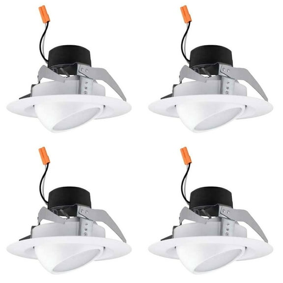 (pack of 4) Hubbell LiteBox LBEB4A6L27K9 WH LED Downlight Retrofit Kit, Adjustable Eyeball, 4 inch round, 2700K, 630 lumens, 9.5 watt, Dimmable Directional Downlight