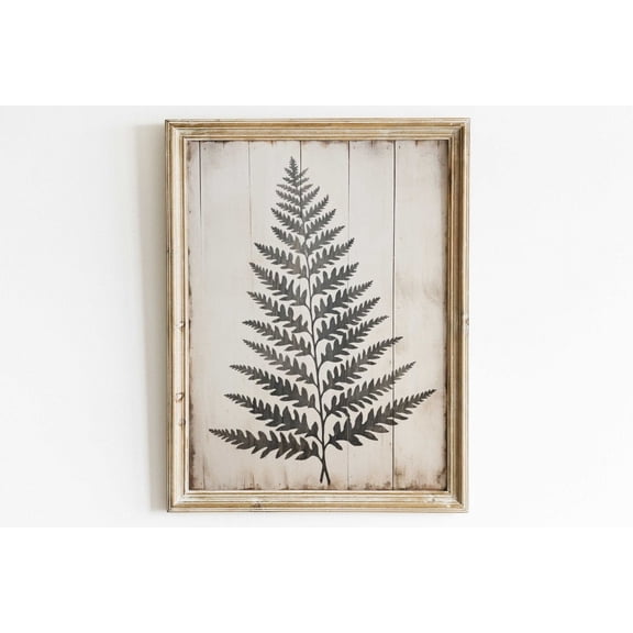 Fern Print, Fern Frond Wall Art, Black & White Botanical, Rustic Home Decor, Wood Inspired Art, Plant Art, Vintage Wall Decor Wall Art, Modern Wall Decor, 8x12 UNFRAMED