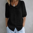 thumbnail image 5 of Vrorvz Printed Top Womens 3/4 Sleeve Button down Collared Tops Summer Business Blouses Casual Work Outfit, 5 of 5