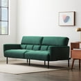 thumbnail image 3 of Mayview 74" Sofa Bed with Box Tufting and Removable Arms, Green Velvet, 3 of 13