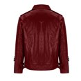 thumbnail image 4 of Maoxin Men's Jacket Man Fashion Solid Color Leather Leisure Loose Coat Cultivate Oneself Zipper Leather Jacketss for men Red M, 4 of 4