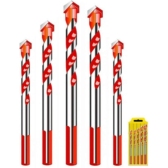 Set of 5 Glass Tile Drill Bit, Porcelain Tile Drill Bit, Diamond Drill Bit, Tile Drill Bit, 6 mm, 8 mm, 10 mm, 12 mm