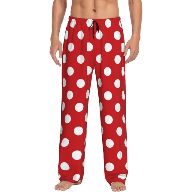 Disketp Pantalon de Pyjama à Pois Rouges pour Hommes - Pantalon de Détente et de Sommeil en Polaire Ultra Douce (Taille : S-TTG)-TTG