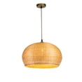 thumbnail image 2 of ELE Light & Decor Dome Shaped Bamboo and Rattan Large Pendant Light in Beige, 2 of 5