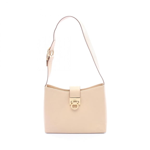 Pre-Owned Salvatore Ferragamo Gancini Shoulder Bag/Handbag, Leather, Women's, Beige