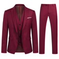 thumbnail image 1 of Allthemen Traje de 3 piezas para hombre, chaqueta, pantalones y chaleco ajustados de color sólido para boda de negocios, 1 of 2