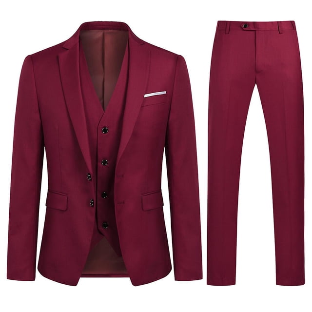 Allthemen Traje de 3 piezas para hombre, chaqueta, pantalones y chaleco ajustados de color sólido para boda de negocios