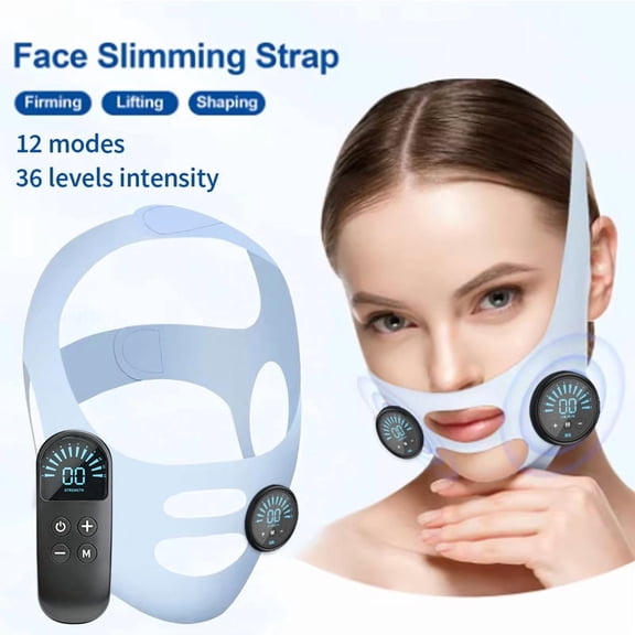 Rechargeable EMS Facial Contouring Mask with 36 Pulse Levels, Foldable High-Elasticity Muscle Support Device with Digital Controller for Daily Physical Comfort and Relaxation