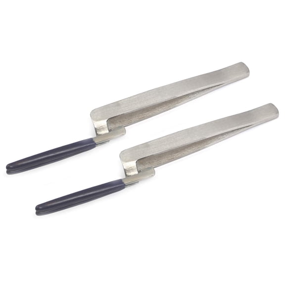 OdontoMed2011 Pack of 2 Rubber Tipped 'Tweezer Articulating Type Straight Pvc Coated Tips' Cross Locking -stand Up Non Marring Stainless Steel