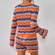 thumbnail image 5 of Conjunto de pantalones cortos de suéter para mujer Cómodo tejido ahuecado Bloque de color Cuello redondo Ropa diaria Hugtrwg Para estrenar, 5 of 9