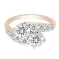 thumbnail image 3 of 2 Carat Center 6MM Round Cut Lab Created Moissanite Diamond Two Stone Bypass Engagement Ring In 14K Solid Rose Gold Jewelry For Women (G-H Color, VVS1 Clarity, 2 Cttw)-9, 3 of 7