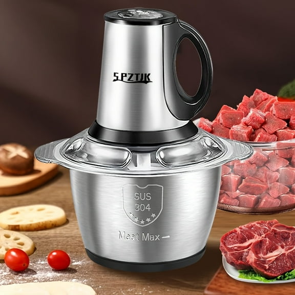 Food Processor, with 2 Bowls   2 Blades，101.44oz Electric Food Chopper and Meat Grinder, Suitable for Meat/vegetables/fruits/nuts, with 2 Sets of Double-layer Blades, 300W, 2 Speed Modes