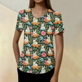 thumbnail image 5 of ADSSDQ Easter Scrub for Women Funny Cartoon Bunny Print Working Uniform Short Sleeve V-Neck Medical Scrub Shirts Oversized Casual Easter Bunny Scrub Tops Blue XL, 5 of 6