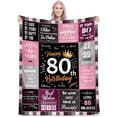 thumbnail image 1 of LHSHID Unique Happy Birthday Fleece Throw Blanket Funny 80 Years Old Birthday Decorations Gifts Best 80th Birthday Gfit Ideas for Mom Wife Sister Friends Female 30"x40", 1 of 7