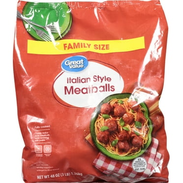 Great Value Fully Cooked Italian Style Meatballs, Family Size, Frozen, 48 oz