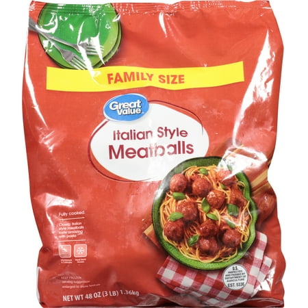 Great Value Fully Cooked Italian Style Meatballs, Family Size, 48 oz