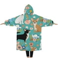 thumbnail image 2 of Oversized Wearable Blanket Hoodie,Chihuahua and Flower Florals Sherpa Blanket Hoodie with Super Pockets,Super Warm Fuzzy Pullover for Women & Men, 2 of 6